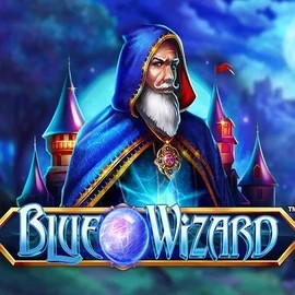 Blue Wizard online game logo by Quickspin on blazespinscasinoo.com